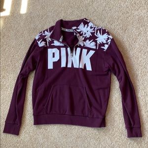 Victoria secret pink burgundy quarter zip sweater